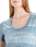 Icebreaker Women Merino Tech Lite II Short Sleeve Scoop T-Shirt Reflection Lines Z04NXR627 Clothing Astral Blue - Image 4