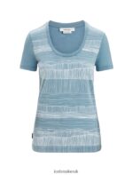 Icebreaker Women Merino Tech Lite II Short Sleeve Scoop T-Shirt Reflection Lines Z04NXR627 Clothing Astral Blue - Image 5