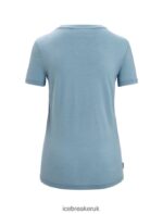 Icebreaker Women Merino Tech Lite II Short Sleeve Scoop T-Shirt Reflection Lines Z04NXR627 Clothing Astral Blue - Image 6