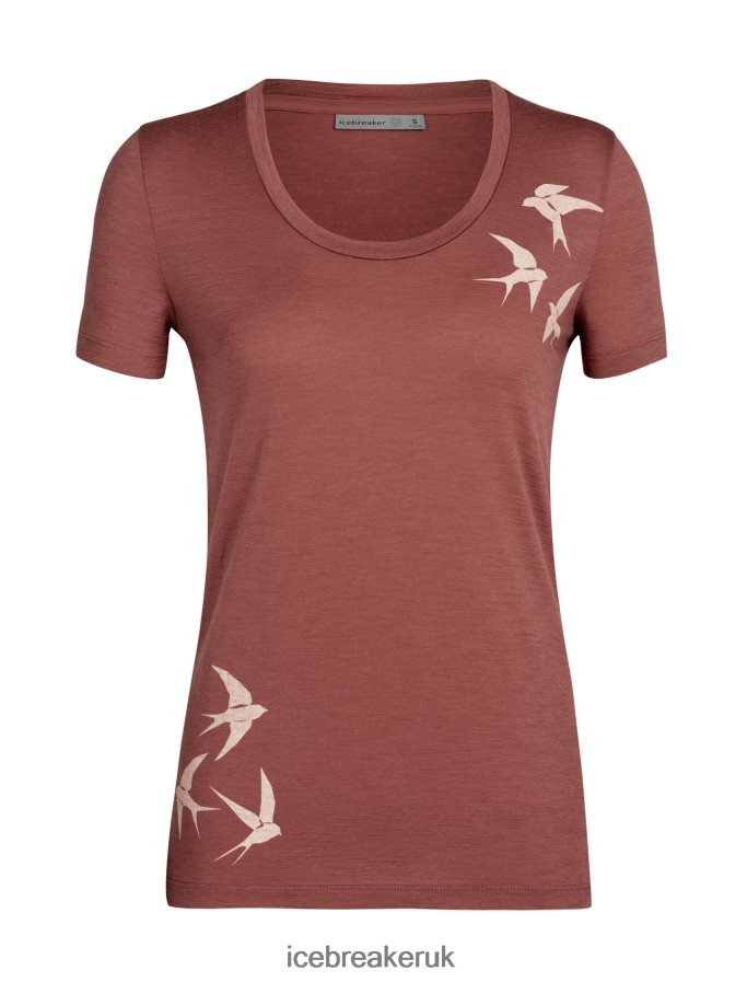 Icebreaker Women Merino Tech Lite II Short Sleeve Scoop T-Shirt Swarming Shapes Z04NXR926 Clothing Grape - Image 6