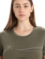 Icebreaker Women Merino Tech Lite II Short Sleeve T-Shirt Cadence Paths Z04NXR633 Clothing Loden - Image 4