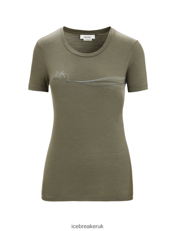 Icebreaker Women Merino Tech Lite II Short Sleeve T-Shirt Cadence Paths Z04NXR633 Clothing Loden - Image 6