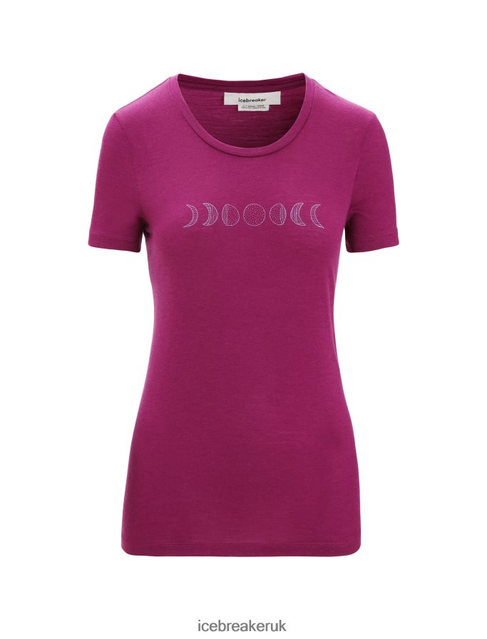 Icebreaker Women Merino Tech Lite II Short Sleeve T-Shirt Moon Phase Z04NXR614 Clothing Go Berry - Image 5