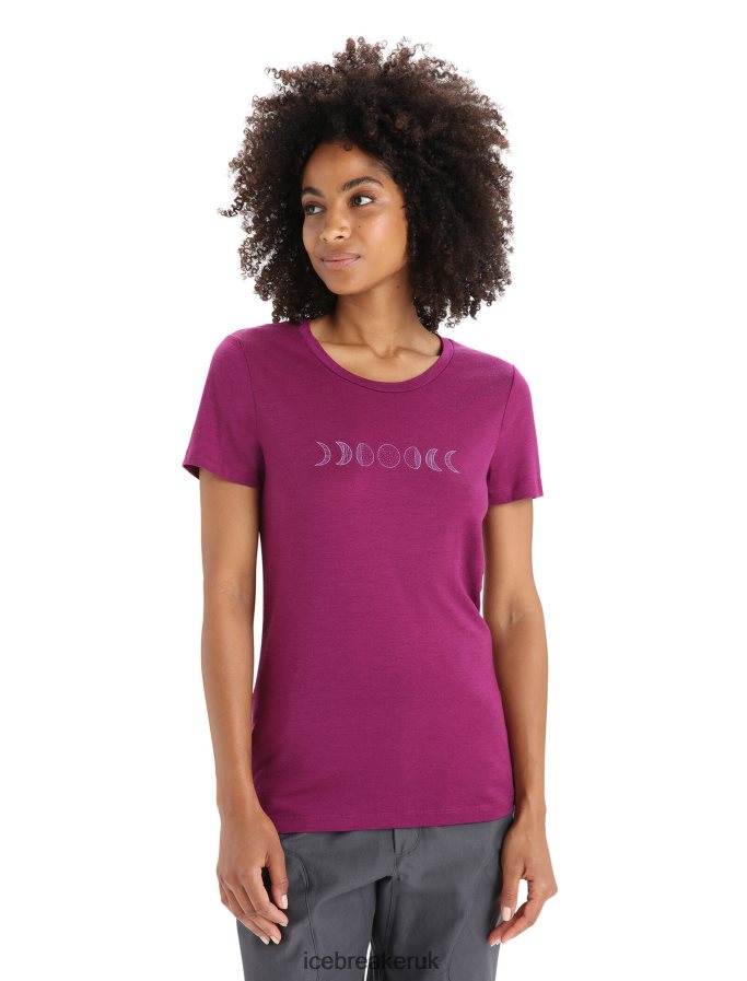 Icebreaker Women Merino Tech Lite II Short Sleeve T-Shirt Moon Phase Z04NXR614 Clothing Go Berry - Image 1