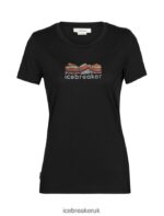 Icebreaker Women Merino Tech Lite II Short Sleeve T-Shirt Mountain Geology Z04NXR629 Clothing Black - Image 7