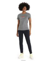 Icebreaker Women Merino Tech Lite II Short Sleeve T-Shirt Mountain Geology Z04NXR630 Clothing Gritstone Heather - Image 3