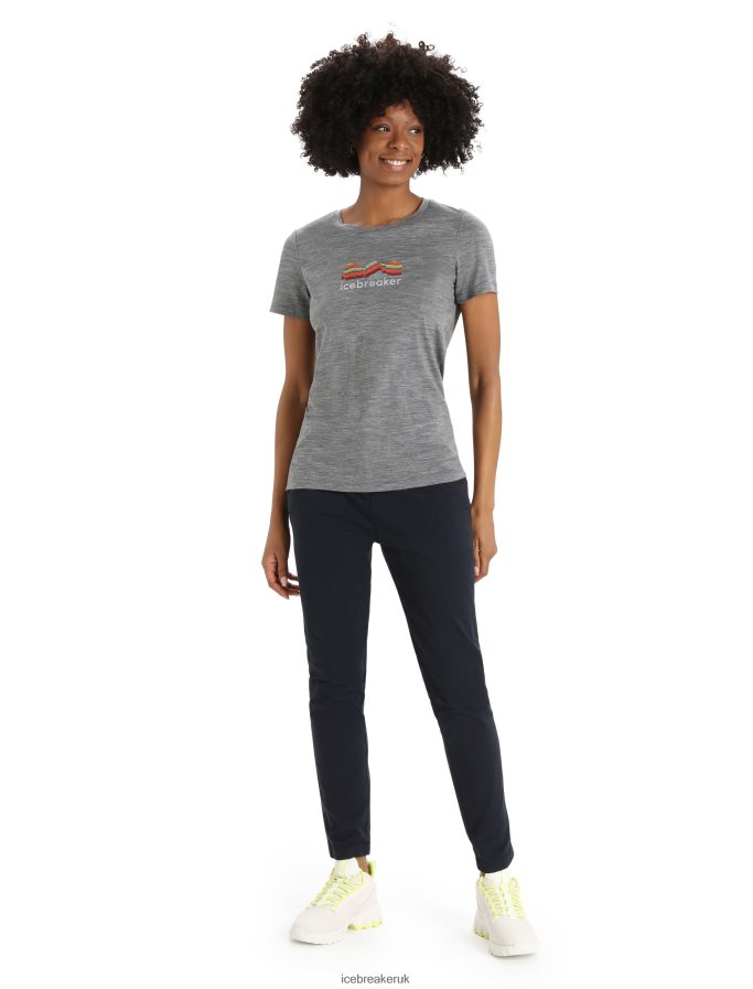 Icebreaker Women Merino Tech Lite II Short Sleeve T-Shirt Mountain Geology Z04NXR630 Clothing Gritstone Heather - Image 3