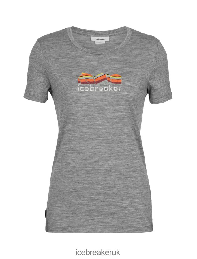Icebreaker Women Merino Tech Lite II Short Sleeve T-Shirt Mountain Geology Z04NXR630 Clothing Gritstone Heather - Image 6