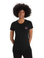 Icebreaker Women Merino Tech Lite II Short Sleeve T-Shirt Natural Alps Z04NXR811 Clothing Black