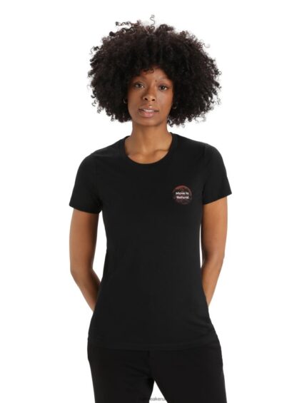 Icebreaker Women Merino Tech Lite II Short Sleeve T-Shirt Natural Alps Z04NXR811 Clothing Black