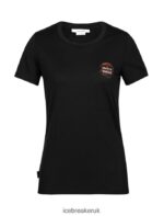 Icebreaker Women Merino Tech Lite II Short Sleeve T-Shirt Natural Alps Z04NXR811 Clothing Black - Image 6