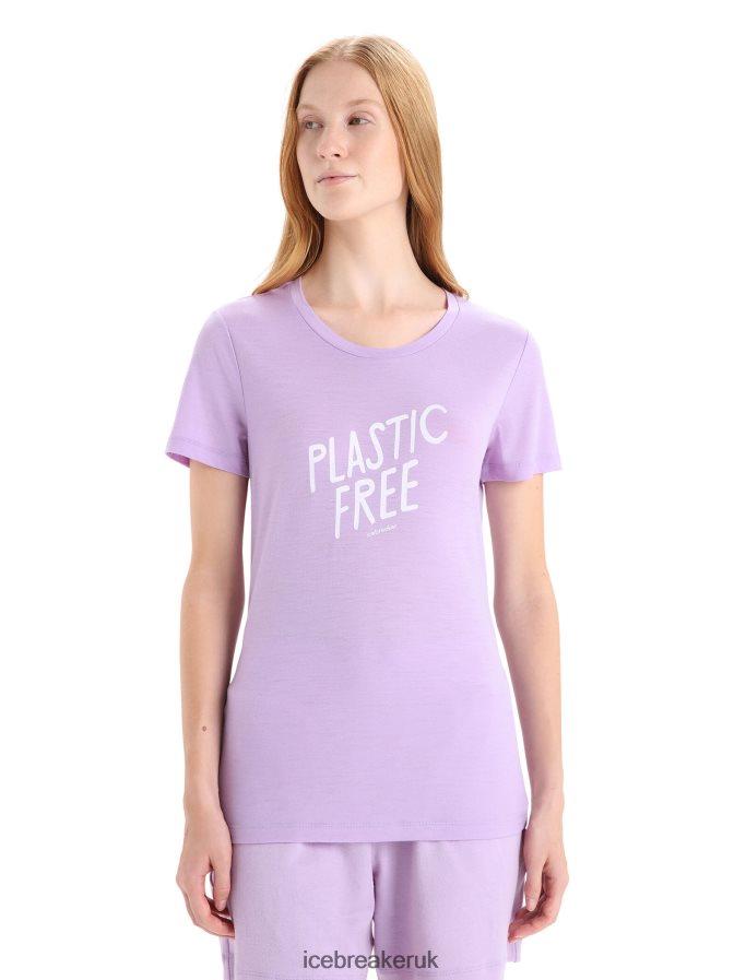 Icebreaker Women Merino Tech Lite II Short Sleeve T-Shirt Natural Z04NXR665 Clothing Purple Gaze - Image 1