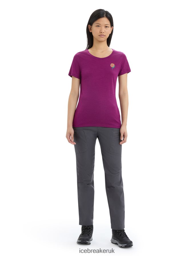 Icebreaker Women Merino Tech Lite II Short Sleeve T-Shirt Springtime Flowers Z04NXR622 Clothing Go Berry - Image 3