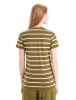 Icebreaker Women Merino Wave Short Sleeve Stripe T-Shirt Z04NXR636 Clothing Algae/Chalk - Image 2