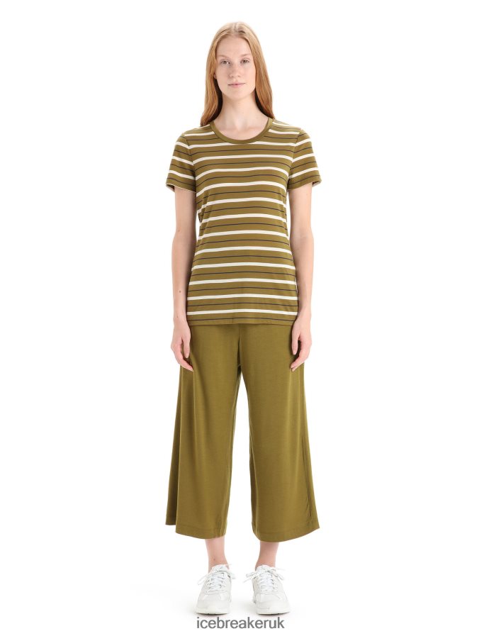 Icebreaker Women Merino Wave Short Sleeve Stripe T-Shirt Z04NXR636 Clothing Algae/Chalk - Image 3