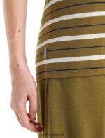 Icebreaker Women Merino Wave Short Sleeve Stripe T-Shirt Z04NXR636 Clothing Algae/Chalk - Image 5