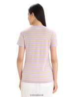 Icebreaker Women Merino Wave Short Sleeve Stripe T-Shirt Z04NXR638 Clothing Purple Gaze/Summer - Image 2