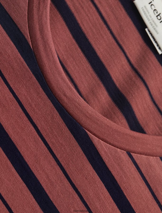 Icebreaker Women Merino Wave Short Sleeve Stripe T-Shirt Z04NXR922 Clothing Grape/Midnight Navy - Image 6