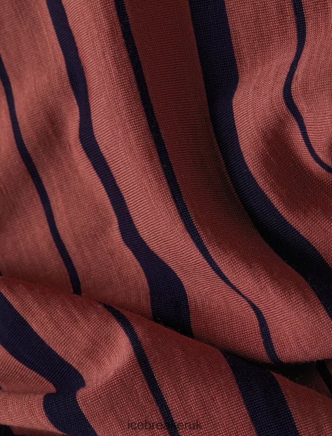 Icebreaker Women Merino Wave Short Sleeve Stripe T-Shirt Z04NXR922 Clothing Grape/Midnight Navy - Image 9