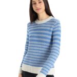 Icebreaker Women Merino Waypoint Crewe Sweater Z04NXR824 Clothing Ecru Heather/Lazurite