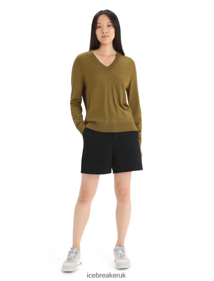 Icebreaker Women Merino Wilcox Long Sleeve V Neck Sweater Z04NXR722 Clothing Algae - Image 3