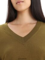 Icebreaker Women Merino Wilcox Long Sleeve V Neck Sweater Z04NXR722 Clothing Algae - Image 4