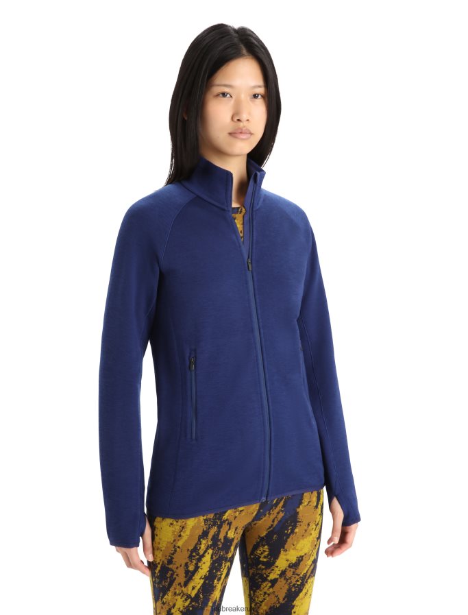 Icebreaker Women RealFleece Merino Elemental Long Sleeve Zip Jacket Z04NXR902 Clothing Royal Navy - Image 1