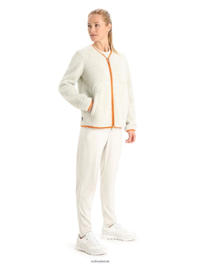 Icebreaker Women RealFleece Merino High Pile Long Sleeve Zip Cardigan Z04NXR873 Clothing Ecru Heather/Flash - Image 3