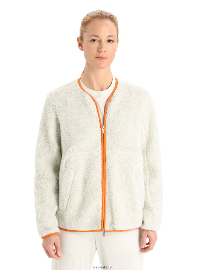 Icebreaker Women RealFleece Merino High Pile Long Sleeve Zip Cardigan Z04NXR873 Clothing Ecru Heather/Flash - Image 1