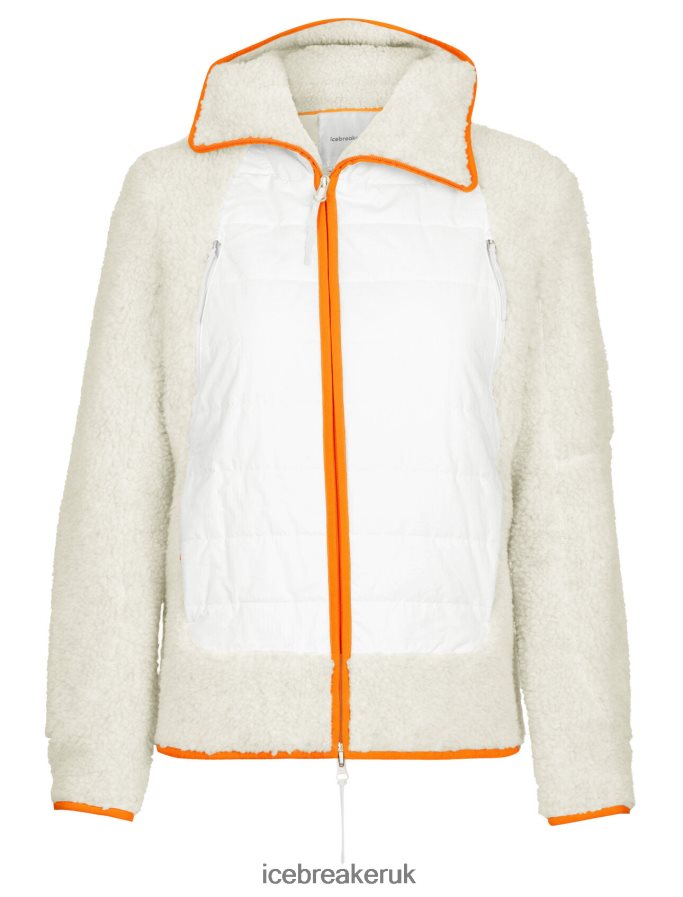 Icebreaker Women RealFleece Merino High Pile Long Sleeve Zip Hood Z04NXR876 Clothing Ecru Heather/Snow - Image 10