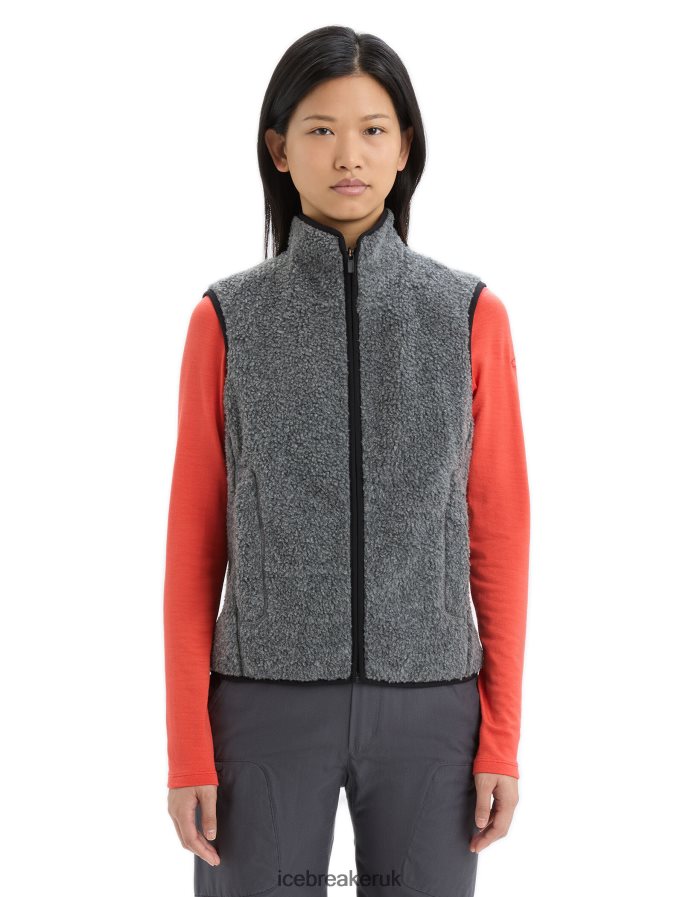 Icebreaker Women RealFleece Merino High Pile Vest Z04NXR678 Clothing Gritstone Heather - Image 1