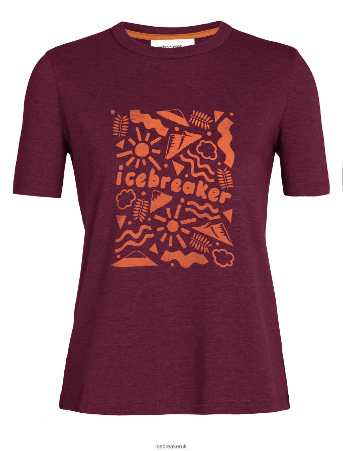 Icebreaker Women Tencel Cotton Short Sleeve T-Shirt Origins Z04NXR800 Clothing Cherry - Image 1