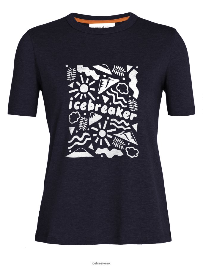 Icebreaker Women Tencel Cotton Short Sleeve T-Shirt Origins Z04NXR801 Clothing Midnight Navy - Image 1