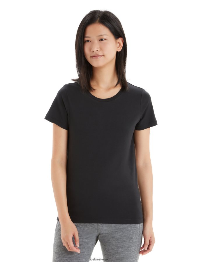 Icebreaker Women Tencel Cotton Short Sleeve T-Shirt Z04NXR639 Clothing Black - Image 1