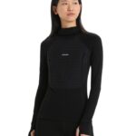 Icebreaker Women ZoneKnit Merino Insulated Long Sleeve Thermal Hoodie Z04NXR597 Clothing Black