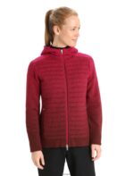 Icebreaker Women ZoneKnit Merino Insulated Long Sleeve Zip Hoodie Into the Deep Z04NXR888 Clothing Cherry/Espresso