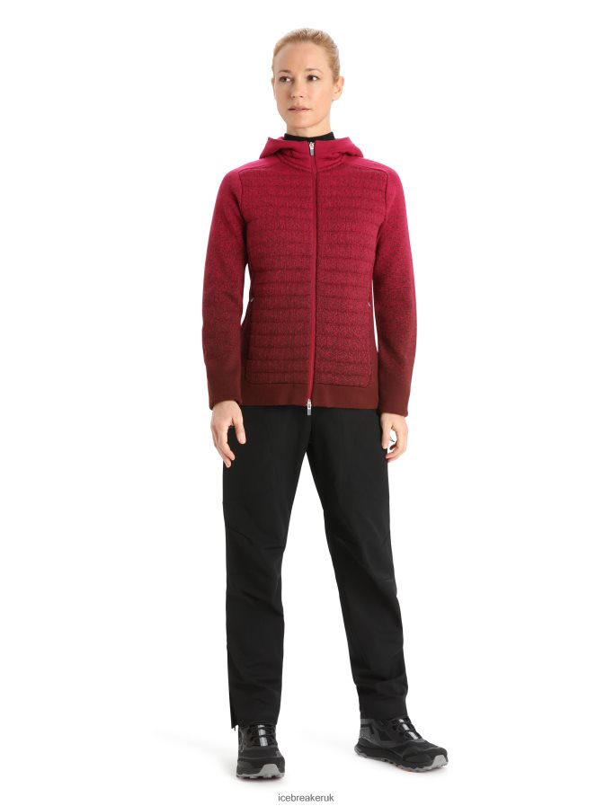 Icebreaker Women ZoneKnit Merino Insulated Long Sleeve Zip Hoodie Into the Deep Z04NXR888 Clothing Cherry/Espresso - Image 3