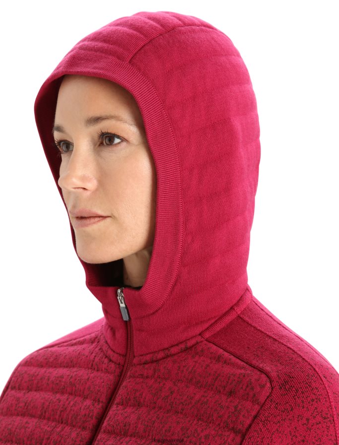 Icebreaker Women ZoneKnit Merino Insulated Long Sleeve Zip Hoodie Into the Deep Z04NXR888 Clothing Cherry/Espresso - Image 4