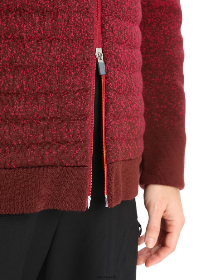 Icebreaker Women ZoneKnit Merino Insulated Long Sleeve Zip Hoodie Into the Deep Z04NXR888 Clothing Cherry/Espresso - Image 8