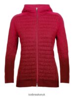 Icebreaker Women ZoneKnit Merino Insulated Long Sleeve Zip Hoodie Into the Deep Z04NXR888 Clothing Cherry/Espresso - Image 9
