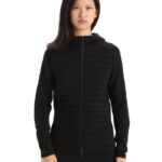 Icebreaker Women ZoneKnit Merino Insulated Long Sleeve Zip Hoodie Z04NXR711 Clothing Black