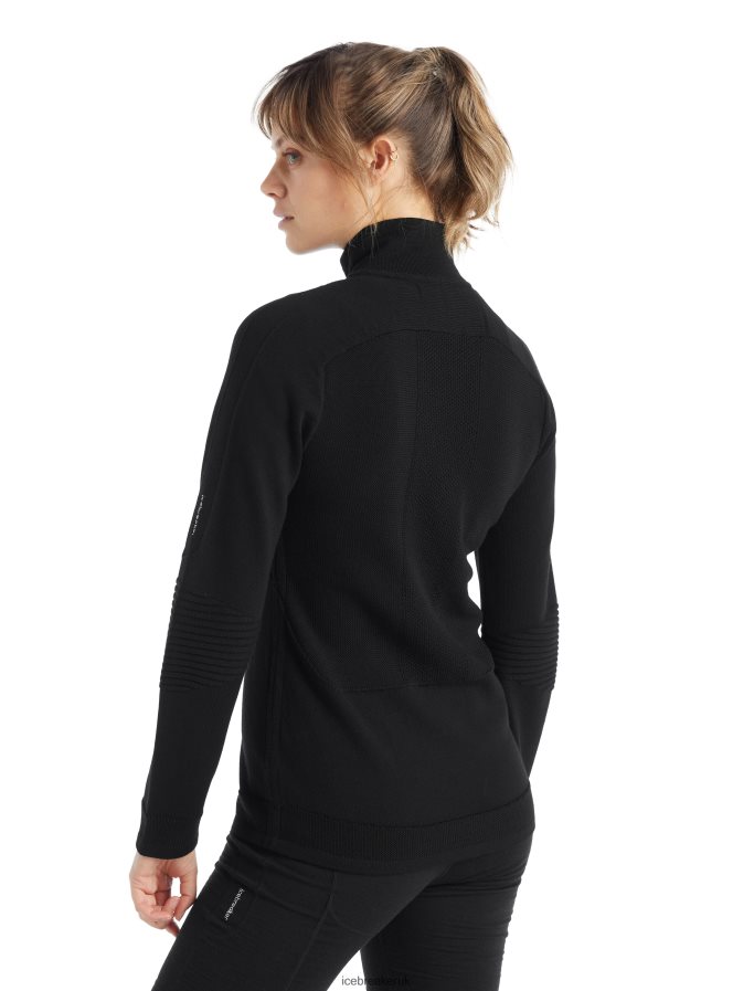 Icebreaker Women ZoneKnit Merino Long Sleeve Half Zip Z04NXR724 Clothing Black - Image 2