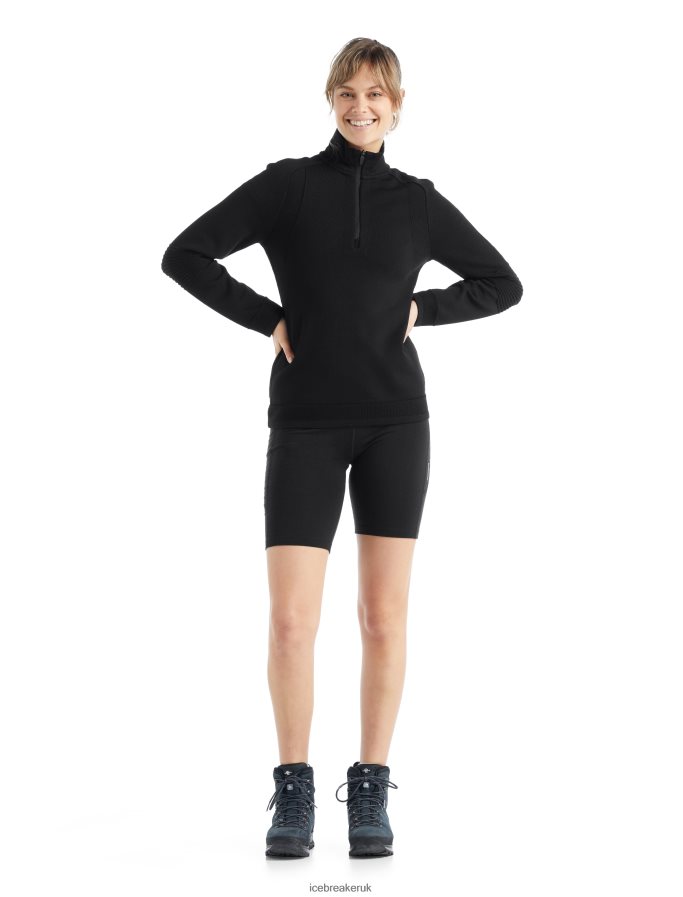 Icebreaker Women ZoneKnit Merino Long Sleeve Half Zip Z04NXR724 Clothing Black - Image 3