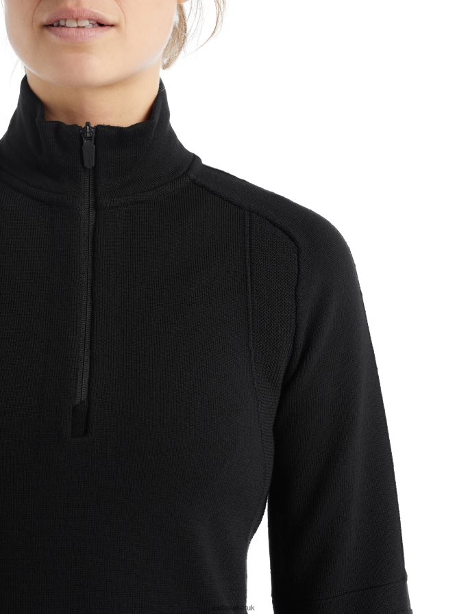 Icebreaker Women ZoneKnit Merino Long Sleeve Half Zip Z04NXR724 Clothing Black - Image 5