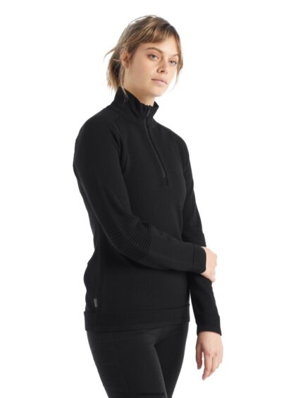 Icebreaker Women ZoneKnit Merino Long Sleeve Half Zip Z04NXR724 Clothing Black