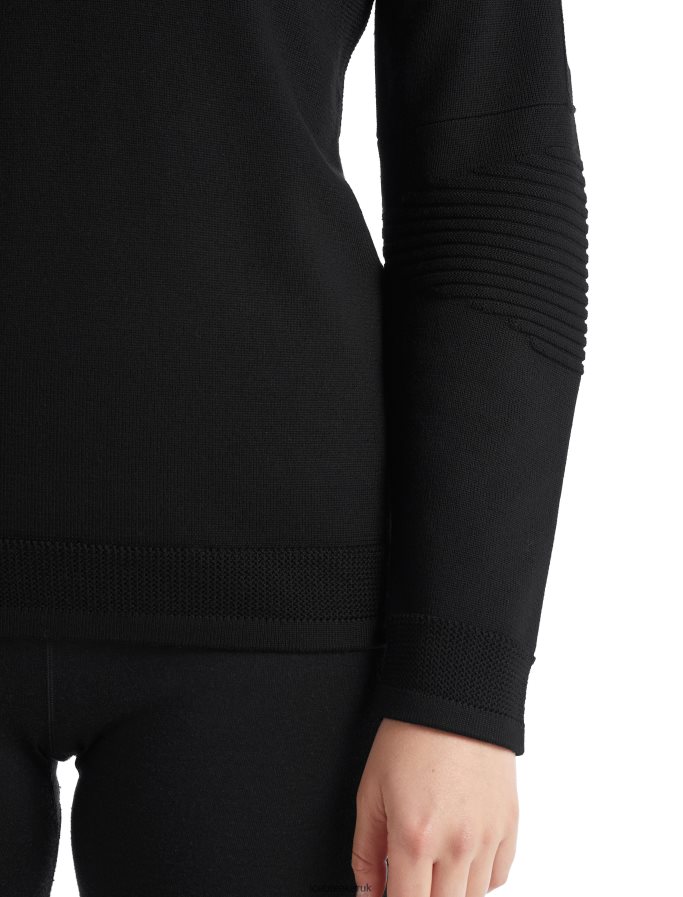 Icebreaker Women ZoneKnit Merino Long Sleeve Half Zip Z04NXR724 Clothing Black - Image 6