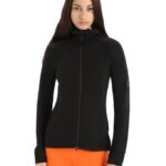 Icebreaker Women ZoneKnit Merino Long Sleeve Zip Hoodie Z04NXR712 Clothing Black