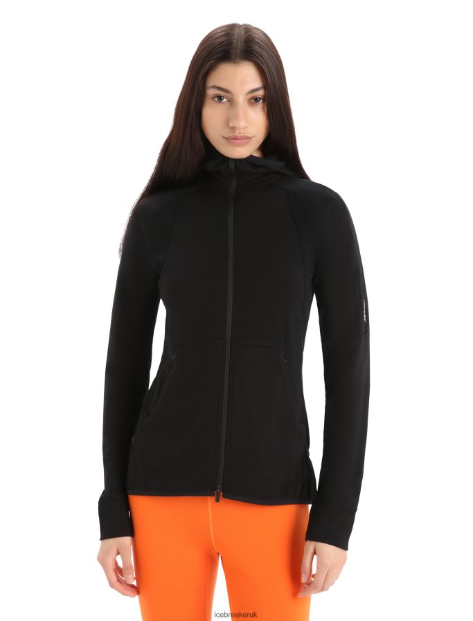 Icebreaker Women ZoneKnit Merino Long Sleeve Zip Hoodie Z04NXR712 Clothing Black - Image 1