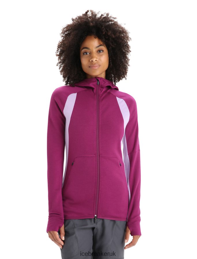 Icebreaker Women ZoneKnit Merino Long Sleeve Zip Hoodie Z04NXR713 Clothing Go Berry/Purple Gaze - Image 1