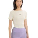 Icebreaker Women ZoneKnit Merino Short Sleeve Scoop Back T-Shirt Z04NXR667 Clothing Chalk